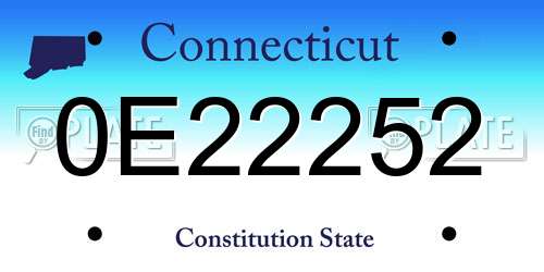 0E22252 Connecticut License Plate