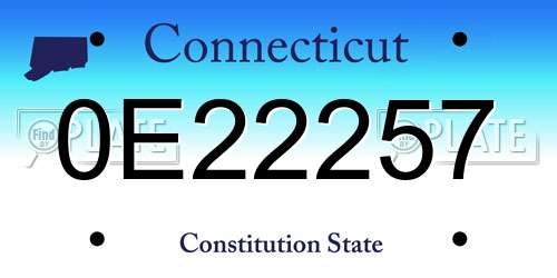 0E22257 Connecticut License Plate