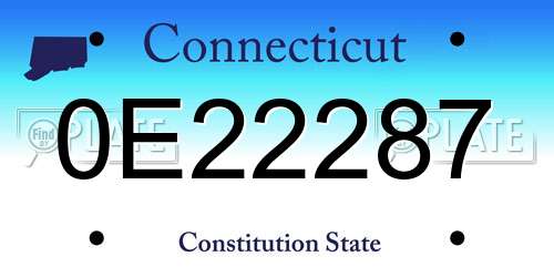 0E22287 Connecticut License Plate