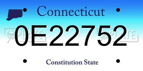 0E22752 Connecticut License Plate