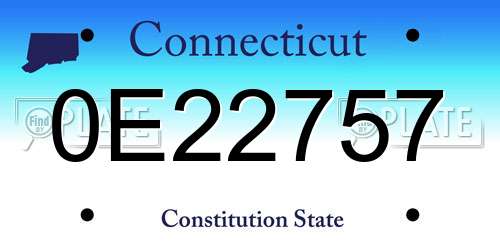 0E22757 Connecticut License Plate