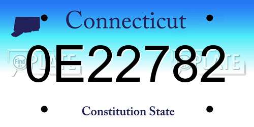 0E22782 Connecticut License Plate