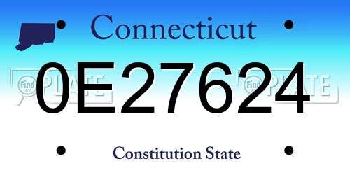 0E27624 Connecticut License Plate