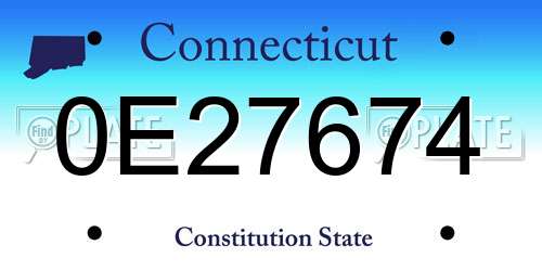 0E27674 Connecticut License Plate