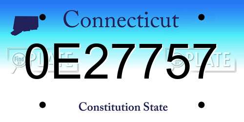 0E27757 Connecticut License Plate