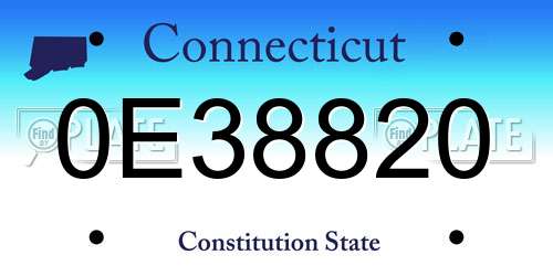 0E38820 Connecticut License Plate