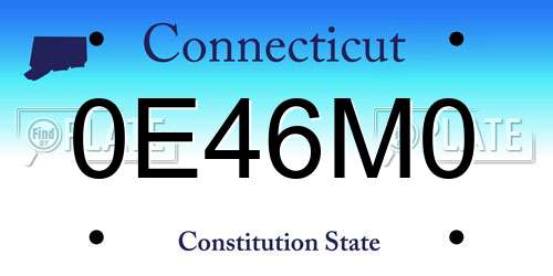 0E46M0 Connecticut License Plate