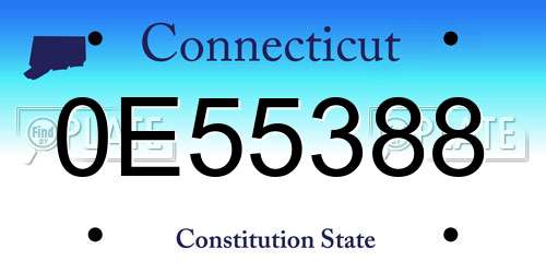 0E55388 Connecticut License Plate