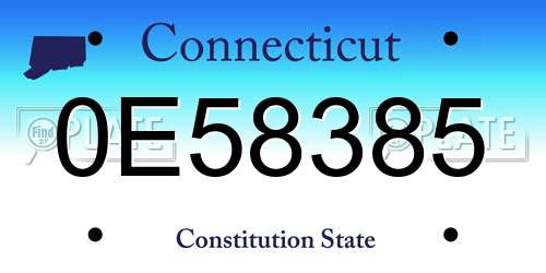 0E58385 Connecticut License Plate