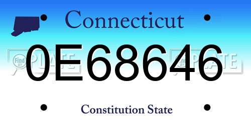 0E68646 Connecticut License Plate