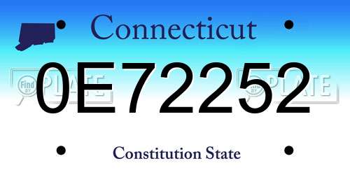 0E72252 Connecticut License Plate
