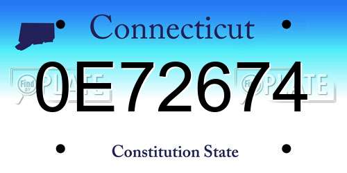 0E72674 Connecticut License Plate