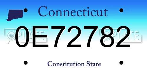 0E72782 Connecticut License Plate