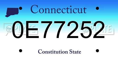 0E77252 Connecticut License Plate
