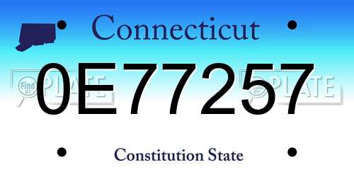 0E77257 Connecticut License Plate