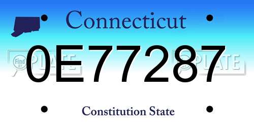 0E77287 Connecticut License Plate