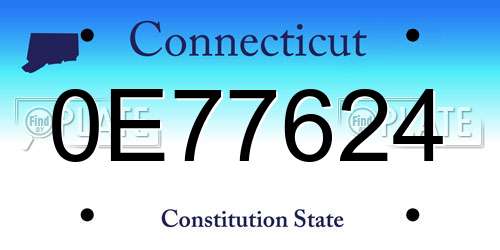 0E77624 Connecticut License Plate