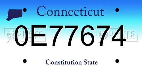 0E77674 Connecticut License Plate