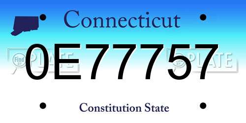 0E77757 Connecticut License Plate
