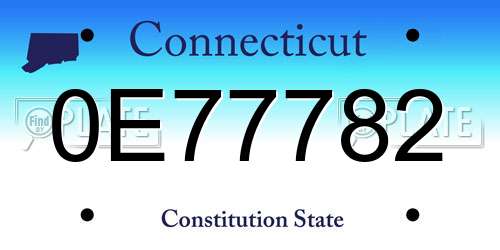 0E77782 Connecticut License Plate