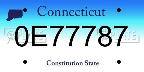 0E77787 Connecticut License Plate