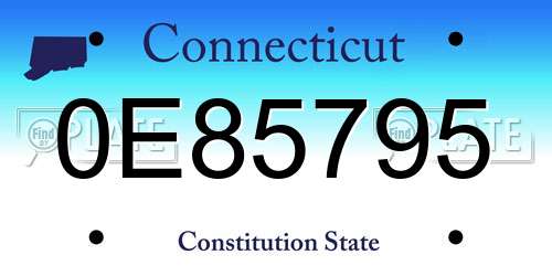 0E85795 Connecticut License Plate