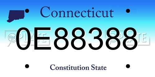 0E88388 Connecticut License Plate