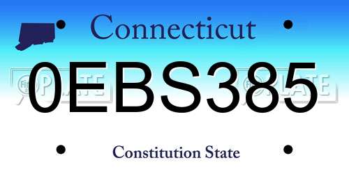 0EBS385 Connecticut License Plate