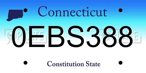 0EBS388 Connecticut License Plate