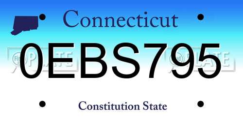 0EBS795 Connecticut License Plate