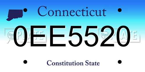 0EE5520 Connecticut License Plate