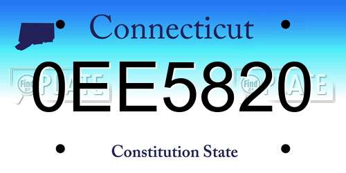 0EE5820 Connecticut License Plate