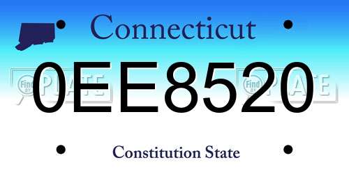 0EE8520 Connecticut License Plate