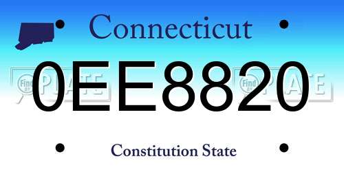 0EE8820 Connecticut License Plate
