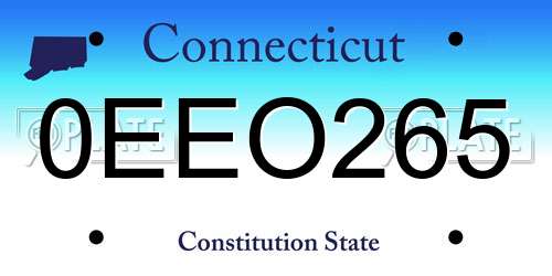 0EEO265 Connecticut License Plate