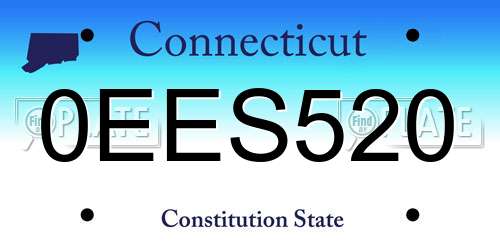 0EES520 Connecticut License Plate