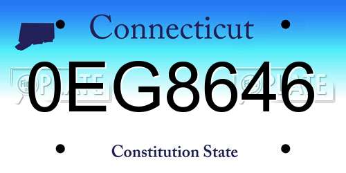 0EG8646 Connecticut License Plate