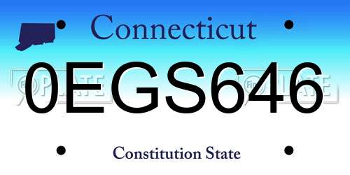 0EGS646 Connecticut License Plate