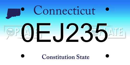 0EJ235 Connecticut License Plate