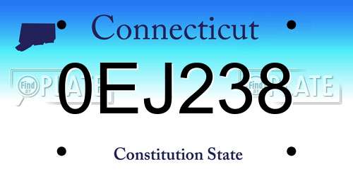 0EJ238 Connecticut License Plate