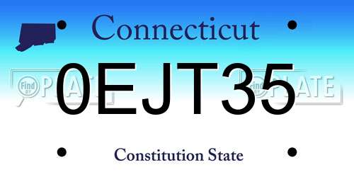 0EJT35 Connecticut License Plate