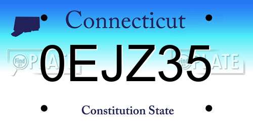 0EJZ35 Connecticut License Plate