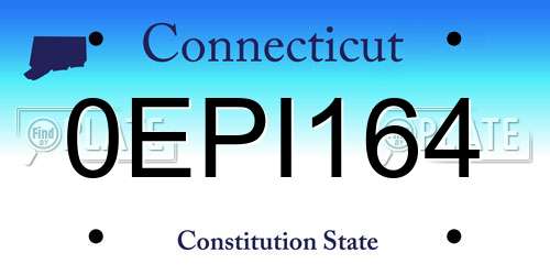 0EPI164 Connecticut License Plate