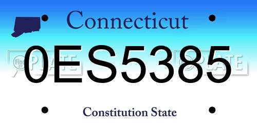 0ES5385 Connecticut License Plate