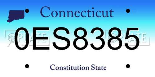 0ES8385 Connecticut License Plate