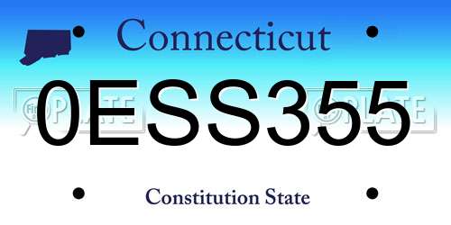 0ESS355 Connecticut License Plate