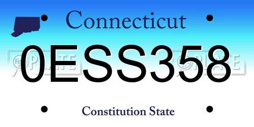 0ESS358 Connecticut License Plate
