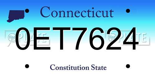 0ET7624 Connecticut License Plate