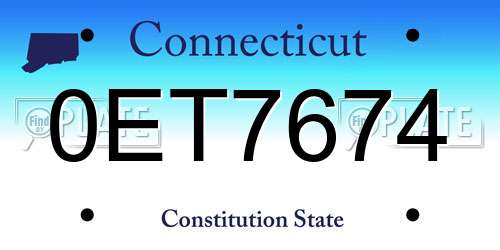 0ET7674 Connecticut License Plate