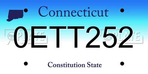 0ETT252 Connecticut License Plate